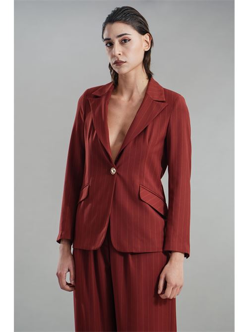 Giacca gessata Manuela Riva | GC08/904COGNAC